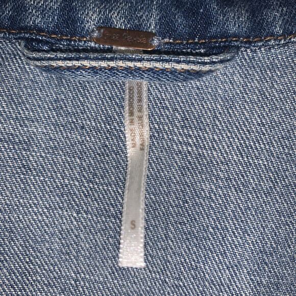 Free People Women’s Jean Jacket Boho Blue Denim Size Small 90's - Picture 2 of 10